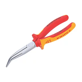 Knipex VDE Bent Long Nose Side Cutting Pliers 8" (200mm) 1 Knipex VDE Bent Long Nose Side Cutting Pliers 8" (200mm)